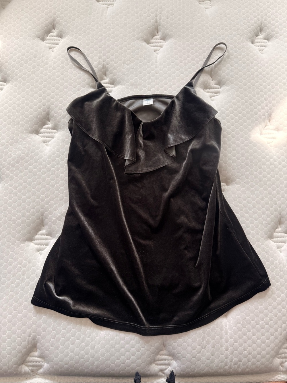 66. Black Velvet Ruffle Camisole Top